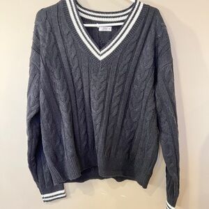 Ardene black Cable Knit V-Neck Sweater